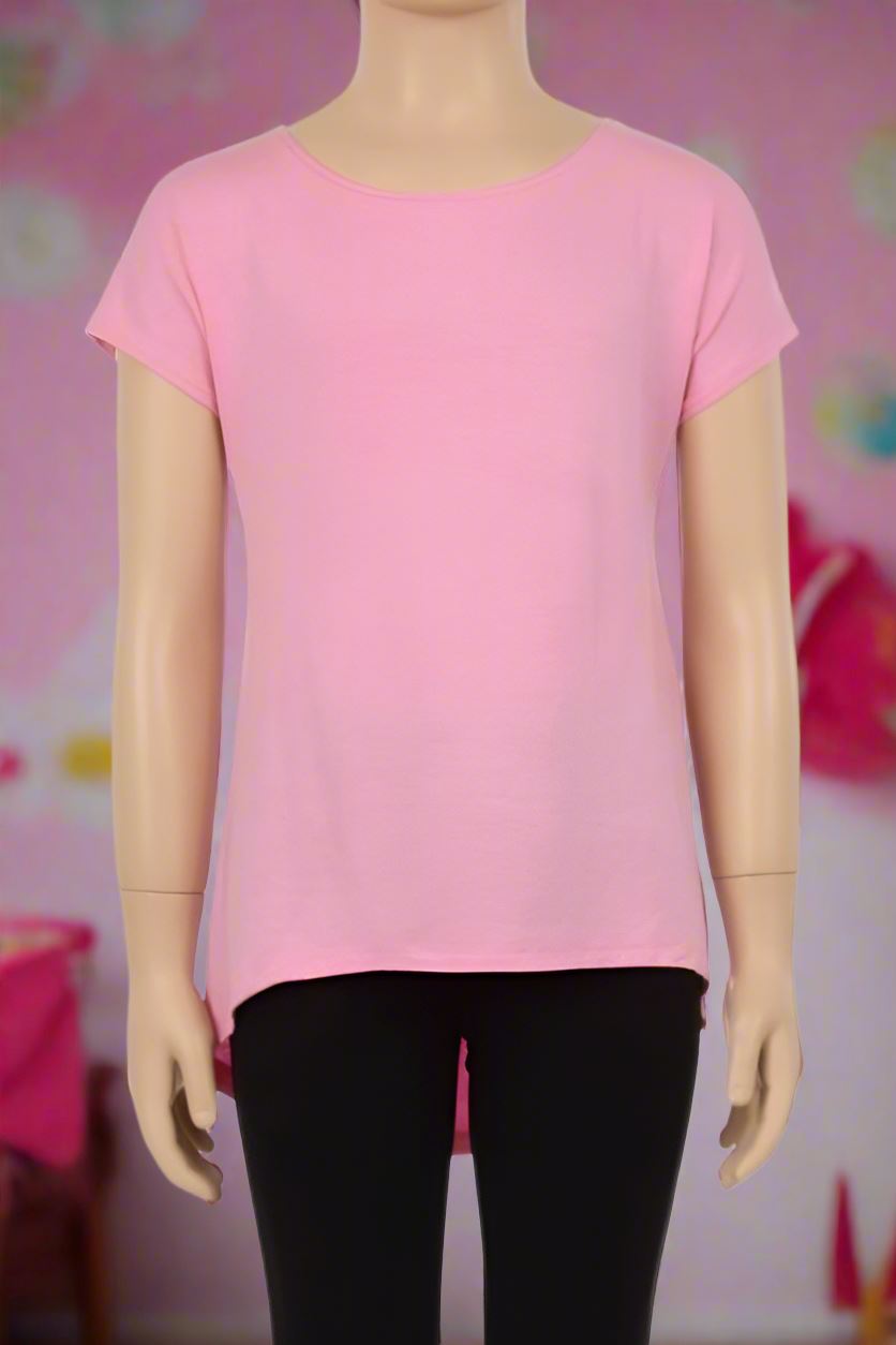 Girls Pink Top, Kids Short Sleeve Shirt, Sizes 6/8/10/12, Pink Tops MomMe and More