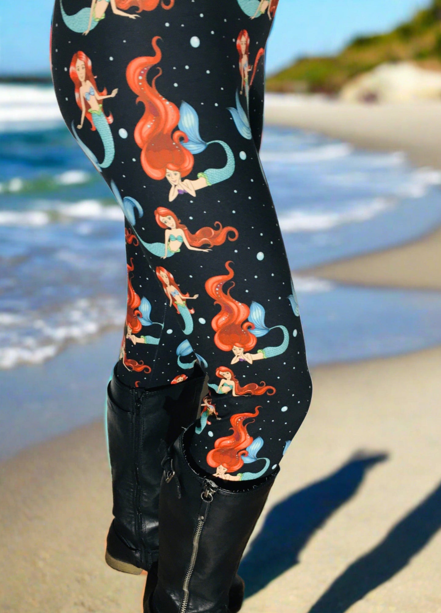 Womens Mermaid Leggings Soft Yoga Pants Black/Multi Sizes 0-20 Leggings MomMe and More 
