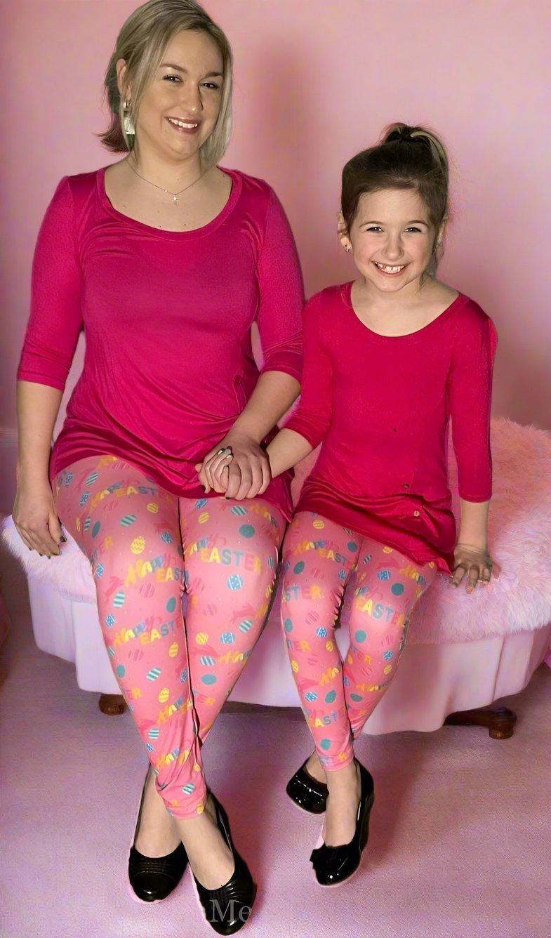 Girls Exclusive Happy Easter Leggings | Kids Yoga Pants | Footless Tights Leggings MomMe and More