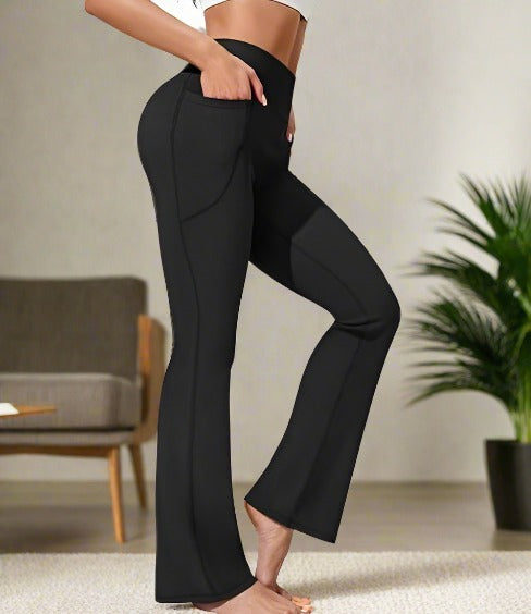 Womens Black Flare Leg Jogger Pants