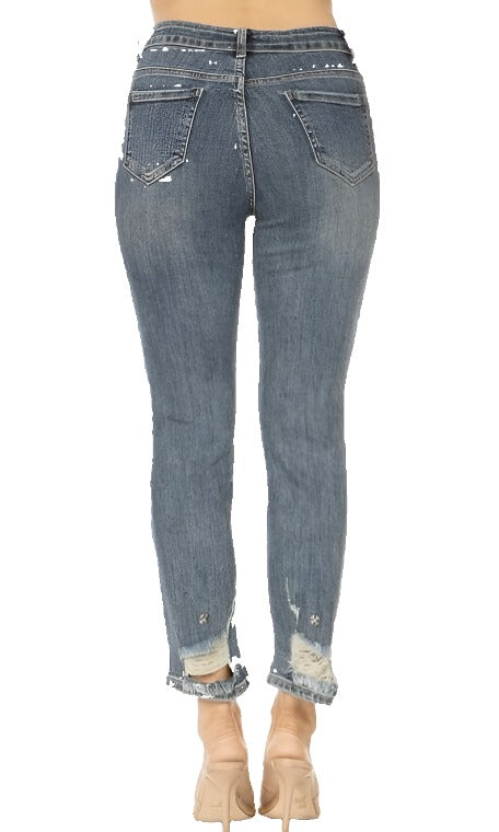 Ankle Jeans For Women and Juniors | Cross Bling Pocket Jeans | Med Wash Denim Pants Jeans MomMe and More 
