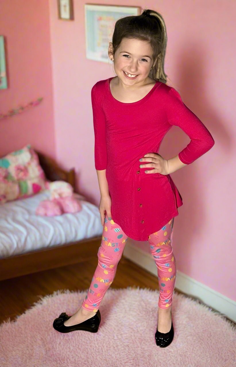 Girls Exclusive Happy Easter Leggings | Kids Yoga Pants | Footless Tights Leggings MomMe and More