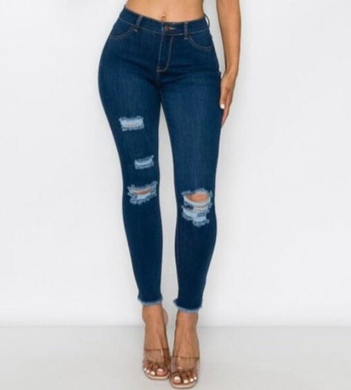 Ripped Jeans For Women | Distressed Plus Size Skinny Jeans | Frayed Raw Hem Jeans Jeans MomMe and More 