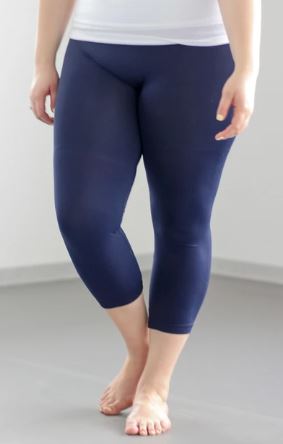 Womens Navy Blue Tummy Control Capri Leggings | Yoga Pants | Footless Tights Leggings MomMe and More 