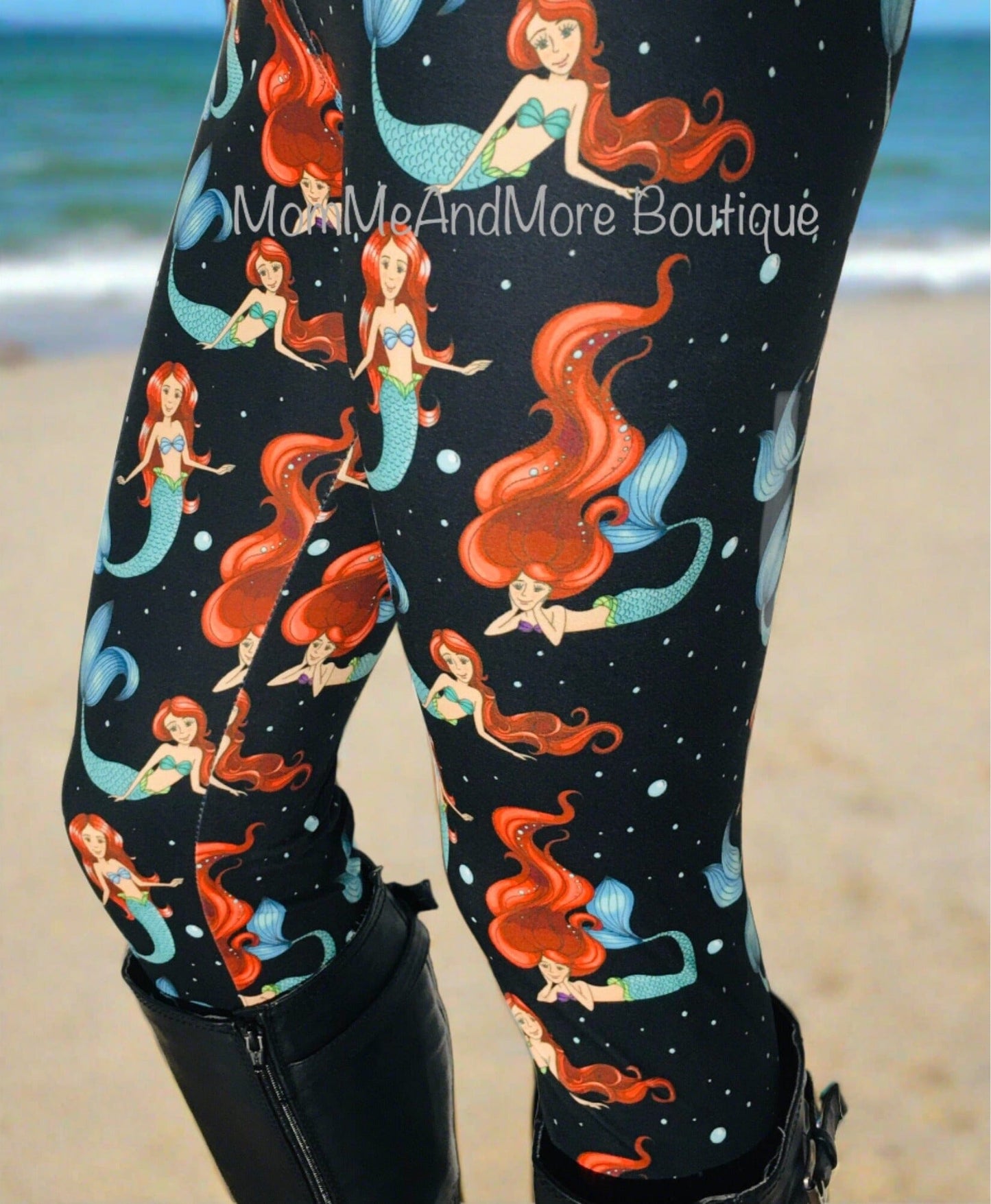 Womens Mermaid Leggings Soft Yoga Pants Black/Multi Sizes 0-20 Leggings MomMe and More 