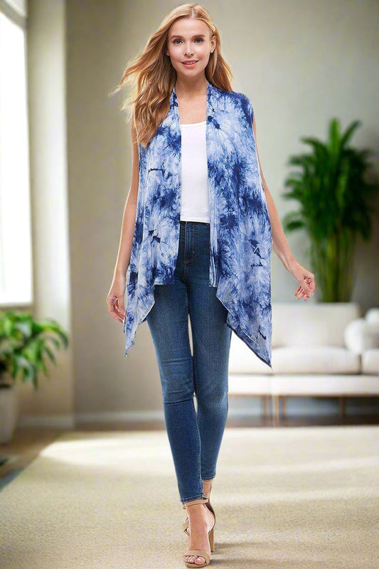 Womens Tie Dye Cardigan, Sleeveless Vest, Printed Duster Cardigan MomMe and More