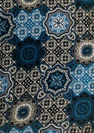 Womens Medallion Top - 3/4 Sleeve - Soft Strethy - Blue/Black Tops MomMe and More