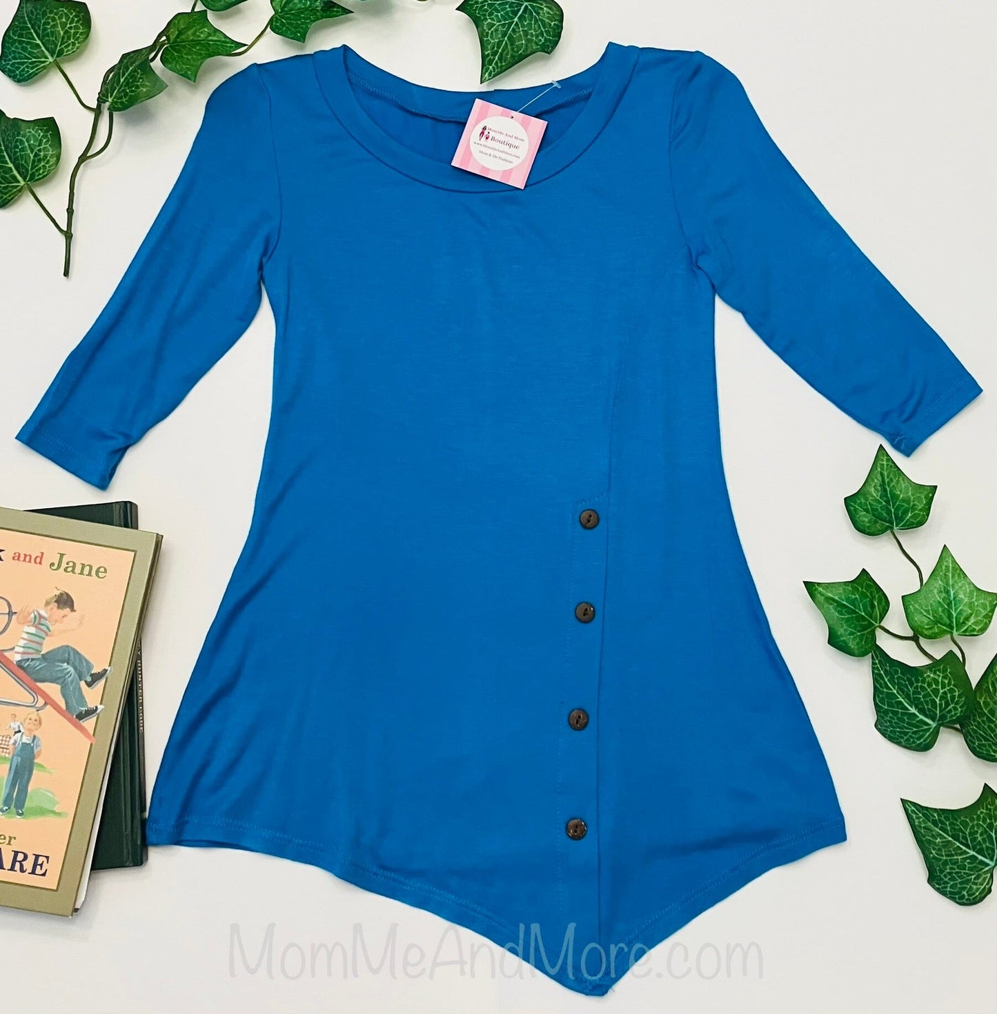 Girls Teal Blue Dress | High-Low Dress | Long Tunic Top dress MomMe and More