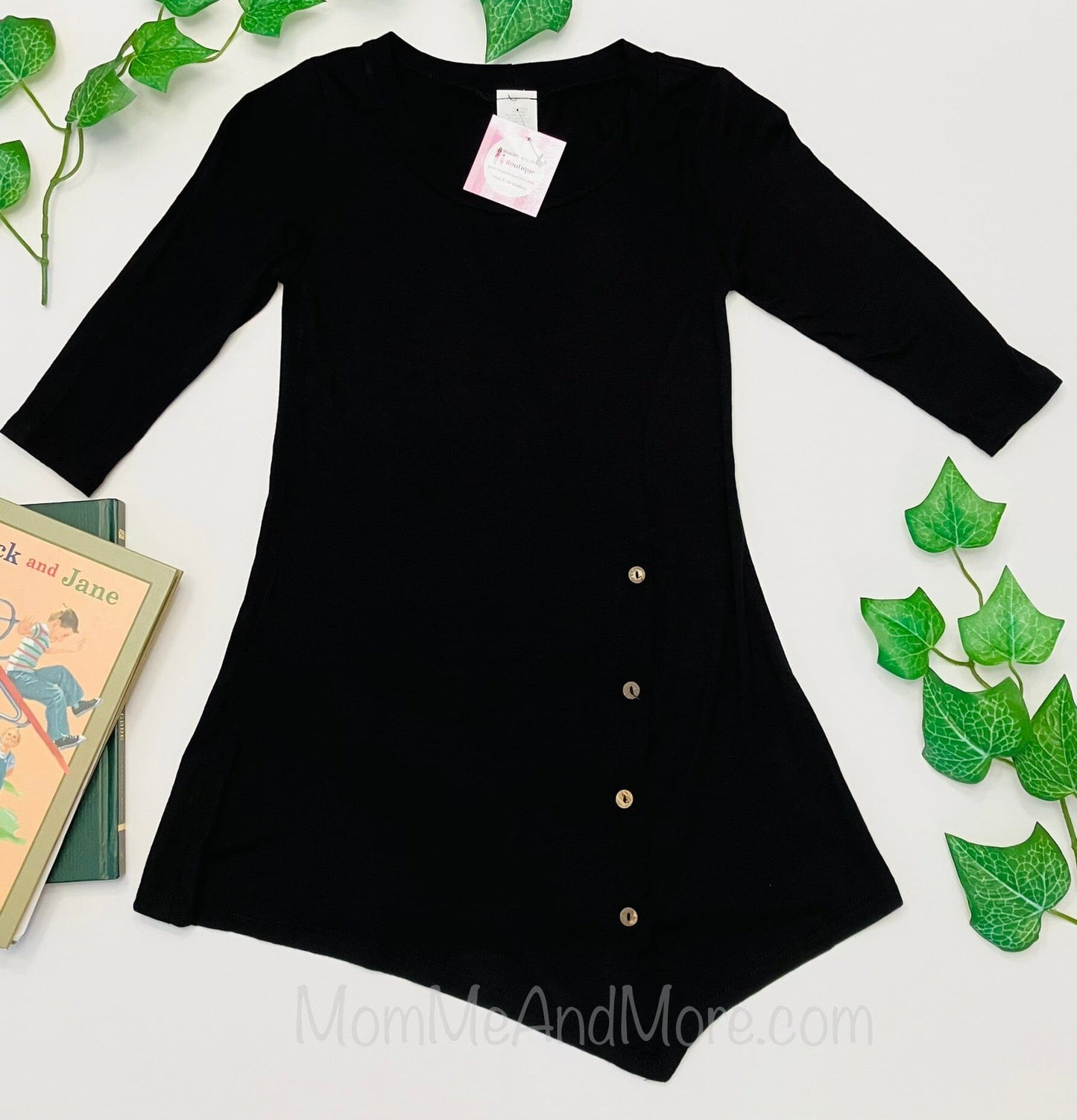 Girls Black Dress | High-Low Dress | Long Tunic Top dress MomMe and More