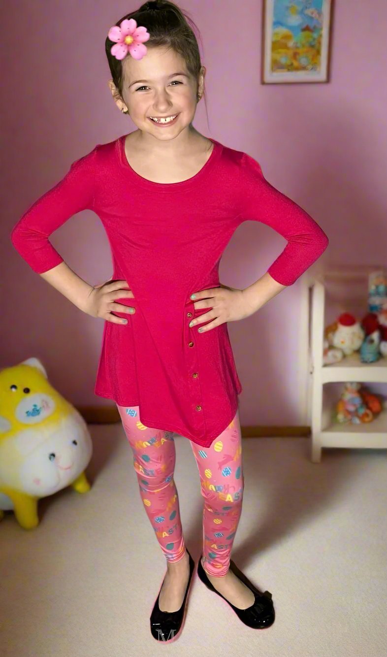 Girls Hot Pink Dress | High-Low Dress | Long Tunic Top dress MomMe and More