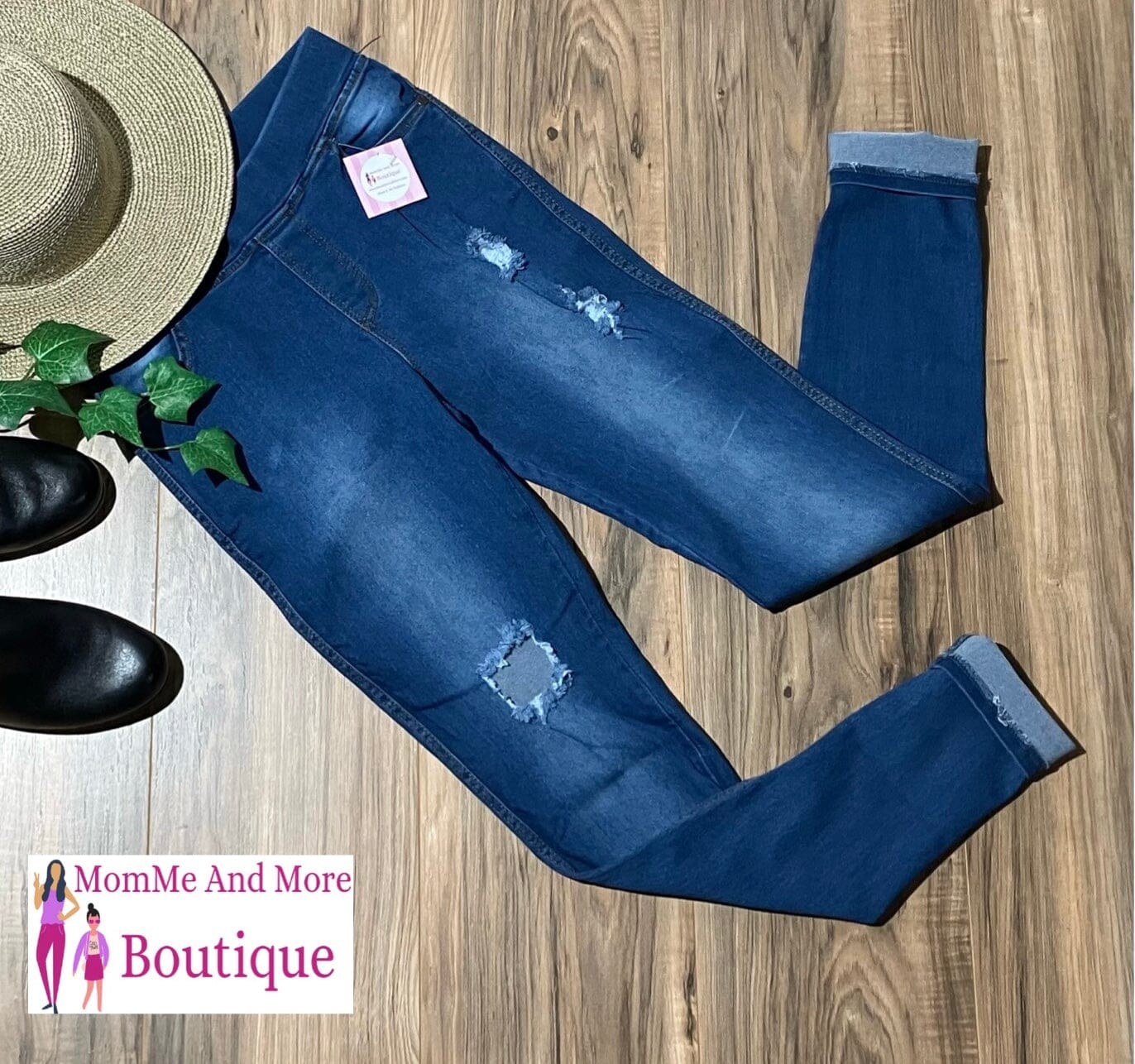 Ripped Jeans For Women and Juniors | Distressed Jean Jeggings | Skinny Jeans | Medium Wash Denim Pants Jeans MomMe and More