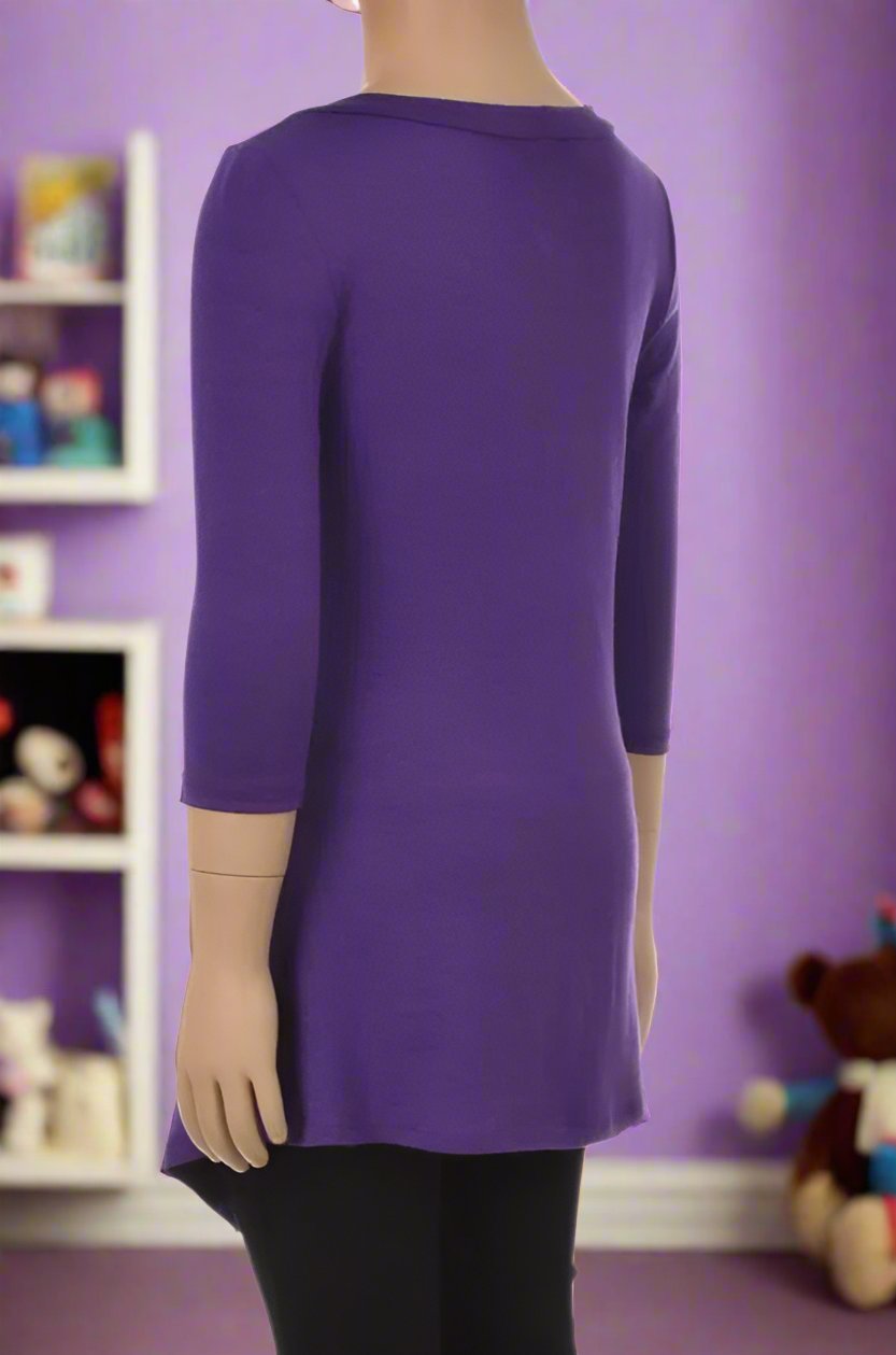 Girls Solid Purple Dress | High-Low Dress | Long Tunic Top dress MomMe and More