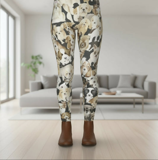 Girls Leggings | Exclusive Dog Leggings | Kids Yoga Pants | Footless Tights | Yoga Waistband Leggings MomMe and More