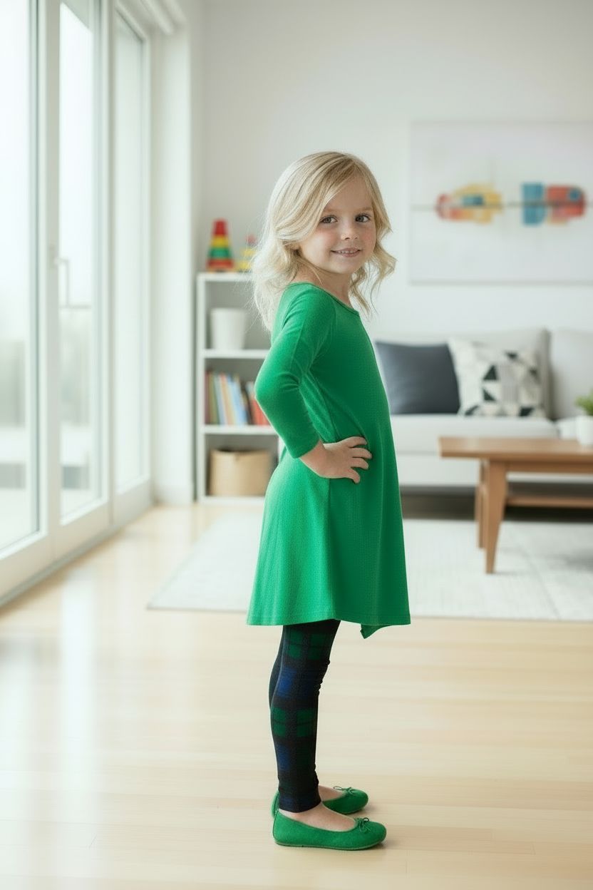 Girls Asymmetric Green Dress - Long Tunic Top - dress MomMe and More