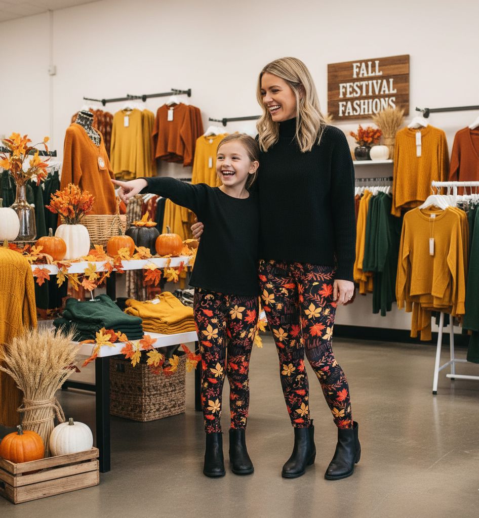 Womens Fall Leaf Leggings - High Waisted - Buttery Soft - Halloween Thanksgiving Leggings- Black/Orange Leggings MomMe and More