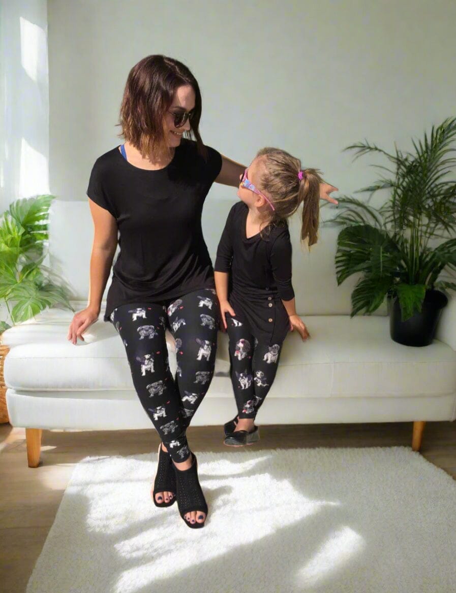 Womens Multi-Breed Dog Leggings, Soft Yoga Pants, Sizes 0-20, Yoga Waist, Black/Multi Leggings MomMe and More