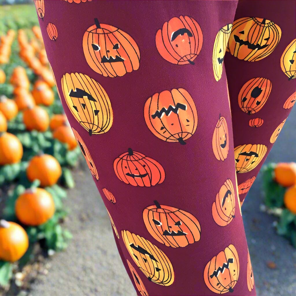 Girls Pumpkin Leggings, Kids Yoga Pants, Sizes S/L, No-Roll Waist, Orange/Black Leggings MomMe and More S Orange