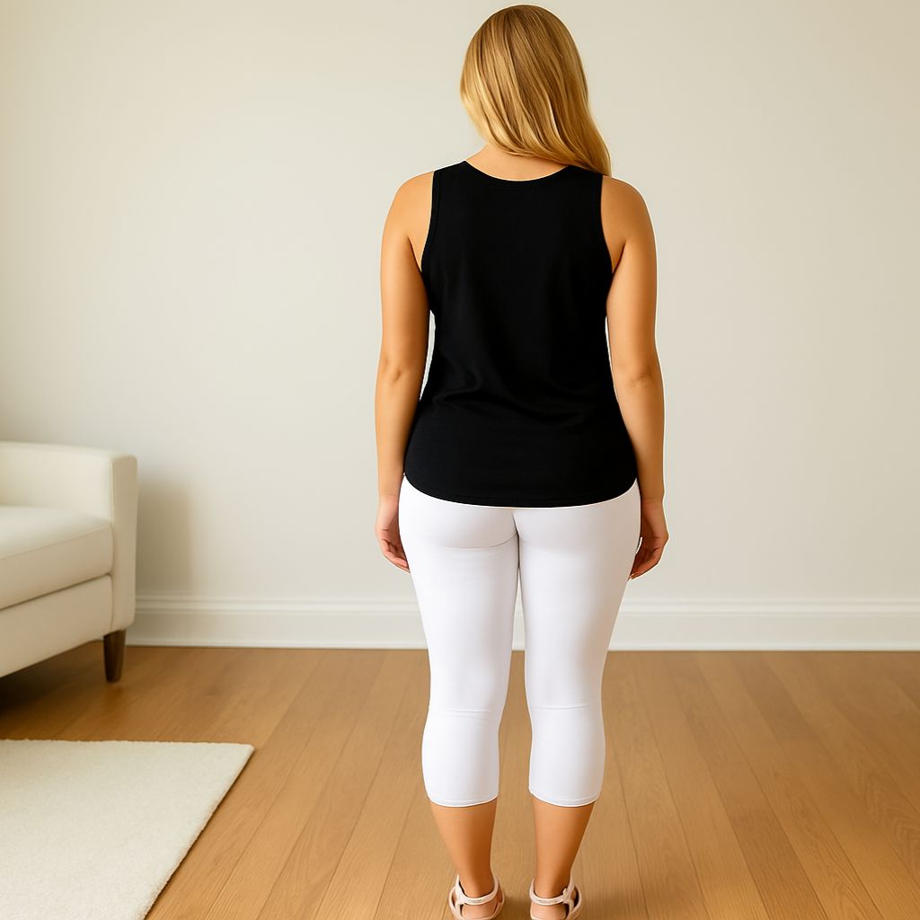 Womens White Capri Leggings - High Waisted - Buttery Soft - Solid White Leggings MomMe and More