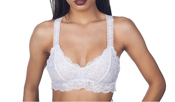 Womens White Lace Bralette, Racerback Style Bra, Sizes S/M/L/XL Bralette MomMe and More