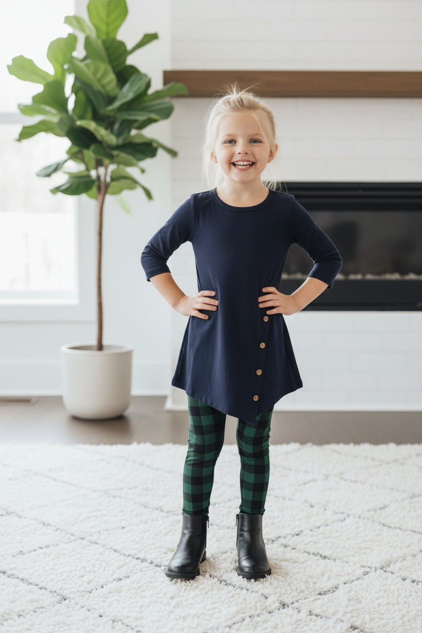 Girls Navy Blue Dress | Long Tunic Top