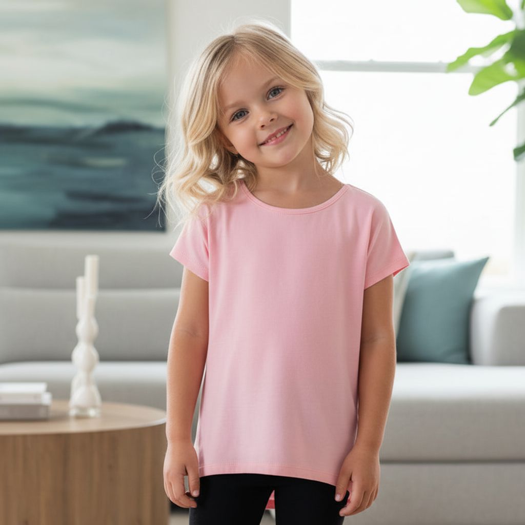 Girls Pink Top, Kids Short Sleeve Shirt, Sizes 6/8/10/12, Pink Tops MomMe and More