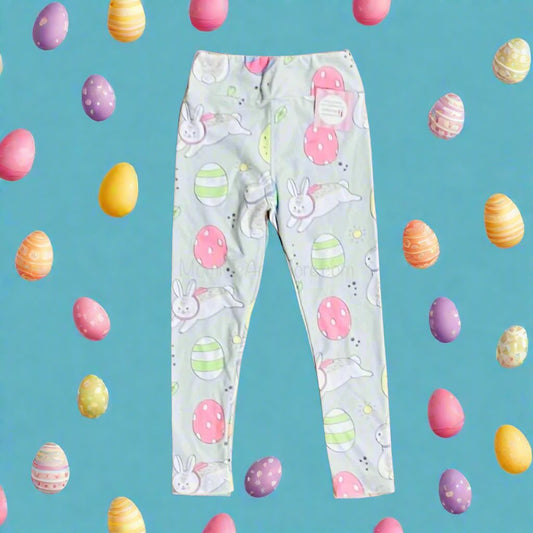Girls Leggings | Exclusive Easter Leggings | Kids Yoga Pants | Footless Tights | Yoga Waistband Leggings MomMe and More
