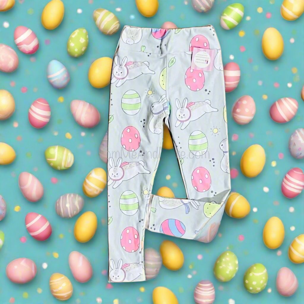 Girls Leggings | Exclusive Easter Leggings | Kids Yoga Pants | Footless Tights | Yoga Waistband Leggings MomMe and More