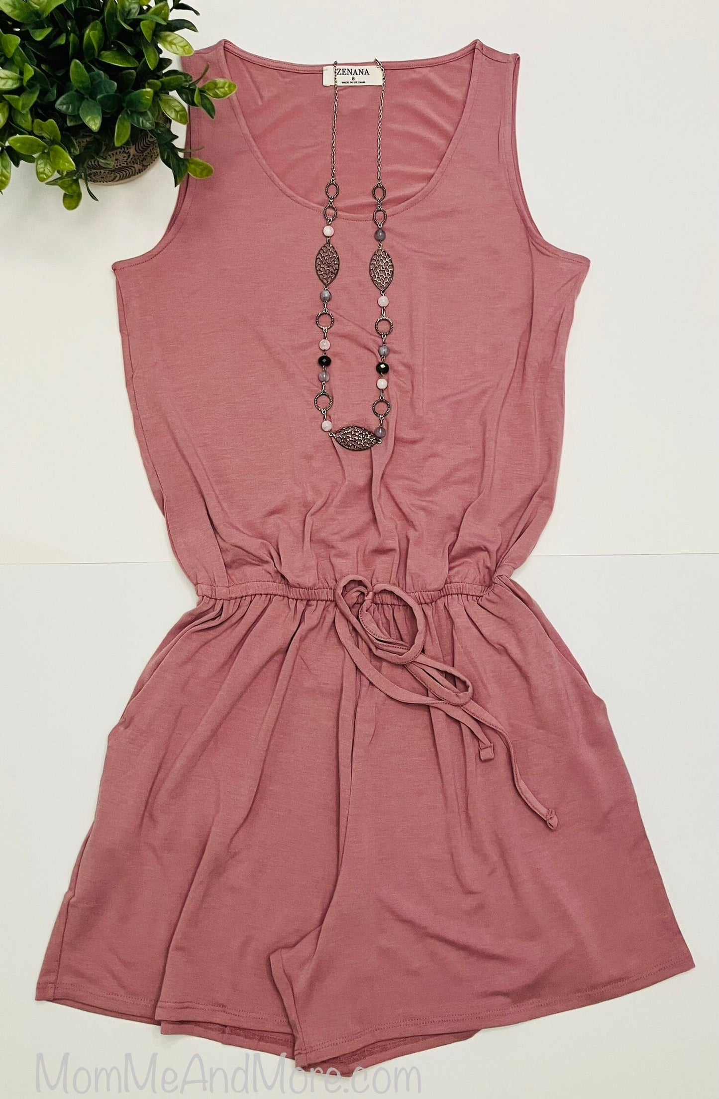 Womens Pink Tank Top Shorts Romper, Sleeveless Jumpsuit: Plus Size Jumpsuit MomMe and More