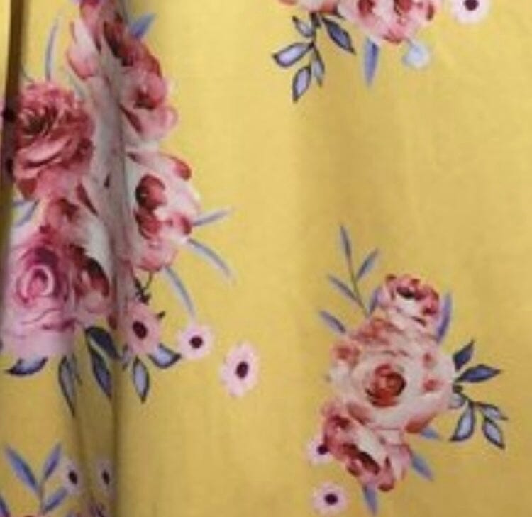 Womens Yellow Floral Long Dress, Bell Sleeve Dress, Matching Mom and Me Dresses, Sizes 4/6/8/10, Yellow/Pink dress MomMe and More