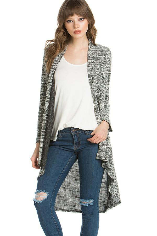 Womens Heather Gray Cardigan | Open Front Long Sweater – MomMe and