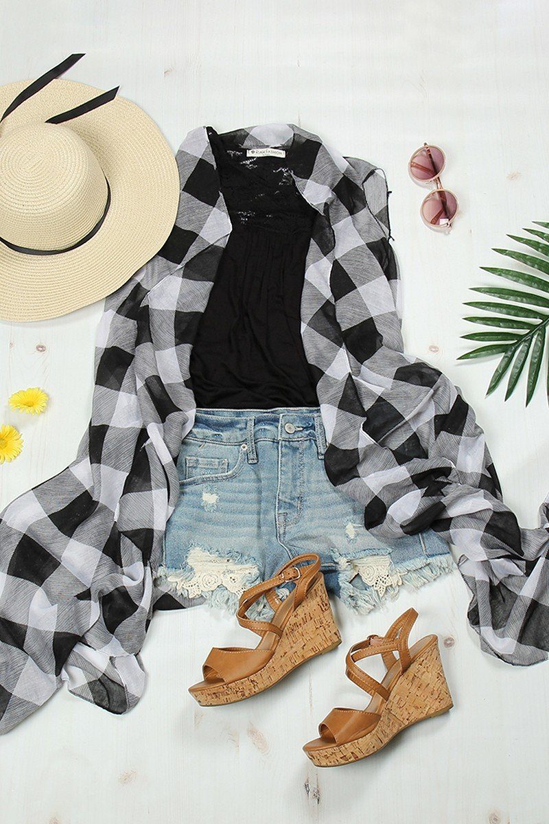 Black and White Plaid Cardigan For Women Cardigan MomMe and More