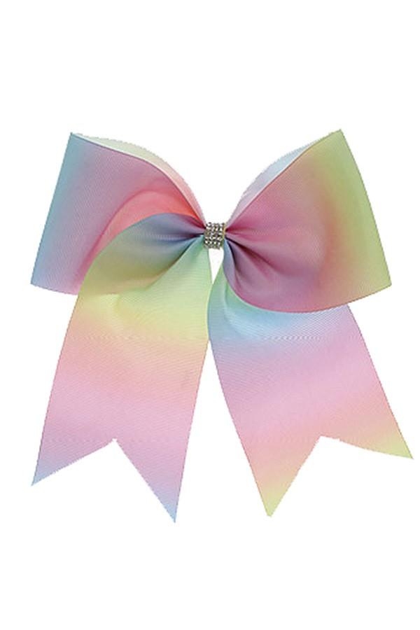 Girl's JoJo Inspired Large Cheer Hair Bow: Rainbow Ombre accessories MomMe and More
