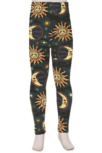 Girls Leggings Sun Moon Star Leggings Kids Yoga Pants Footless Tights