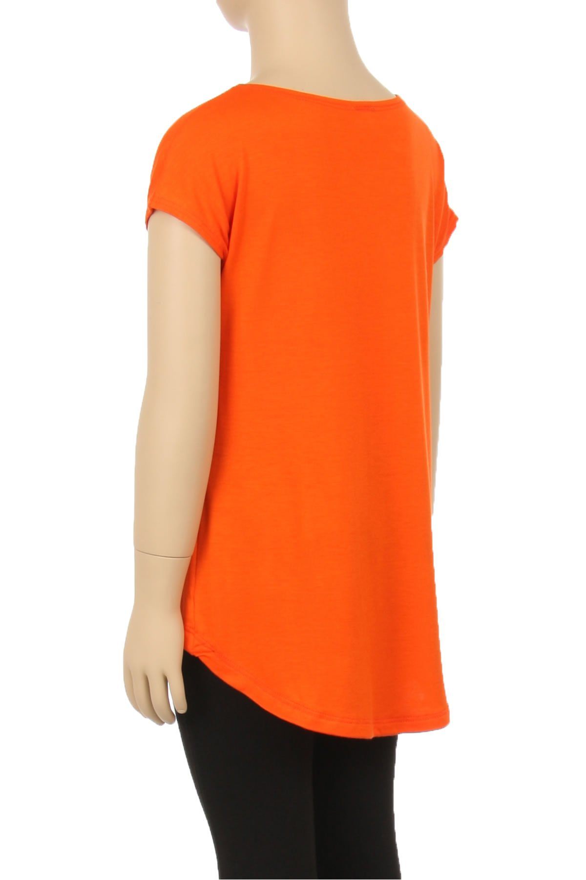Orange Solid Top For Girls Short Sleeve Shirt: 6/8/10/12 Tops MomMe and More 