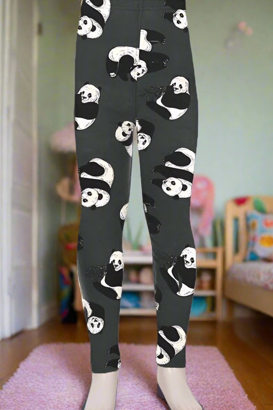 Girls Panda Bear Leggings: Gray Leggings MomMe and More
