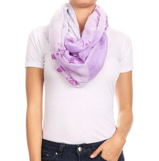 Women's Spring Purple Butterfly Floral Infinity Scarf MomMe and More