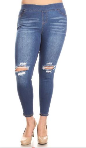 Ripped Jeans For Women | Distressed Plus Size Jean Jeggings | Skinny Jeans  | Dark Wash Denim Pants