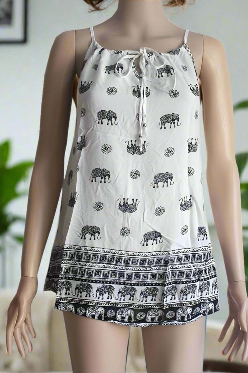 Womens Elephant Boho Tank Top Sleeveless Summer Shirt MomMe