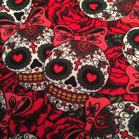 Girls Halloween Leggings Red Sugar Skull Print Kids Yoga Pants Leggings MomMe and More