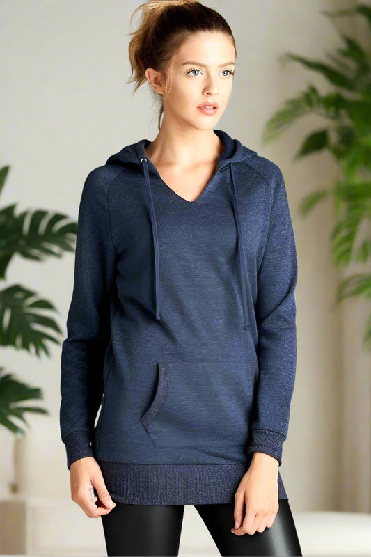 Womens Navy Blue Slim Fit Hoodie Sweatshirt Tops MomMe and More