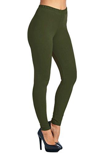 YELETE Legwear High Waist Compression Leggings with French Terry Lining, Plus  Size, Army Green at  Women's Clothing store