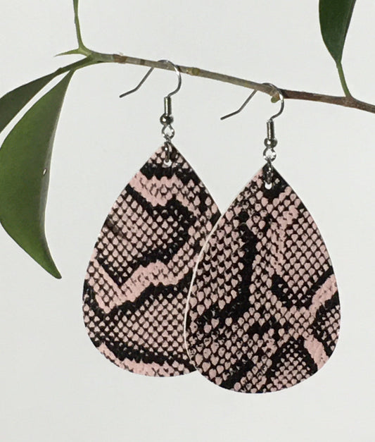 Leather Teardrop Earrings: Snakeskin Earrings MomMe and More