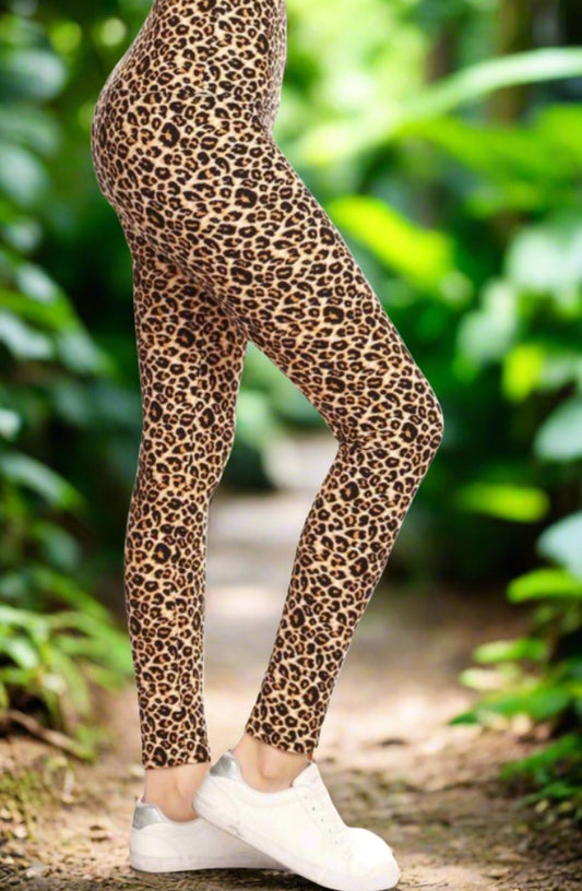 Womens Cheetah Leopard Animal Print Leggings: Yoga Waist Leggings MomMe and More