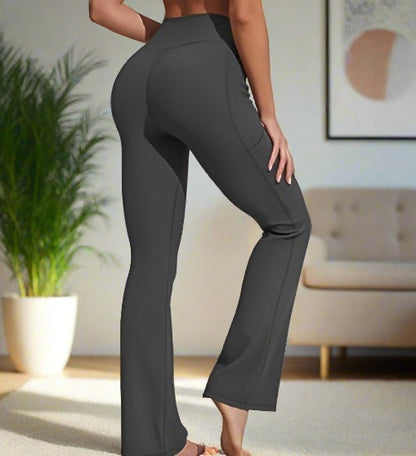 Womens Bootcut Yoga Pants Flared w/ Pockets High Waist Workout Bootleg  Leggings 