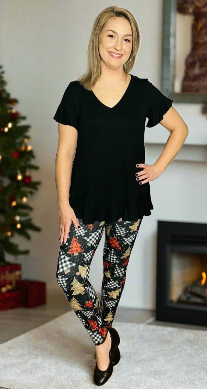Womens Plaid Christmas Tree Leggings | Yoga Pants | Footless Tights Leggings MomMe and More 