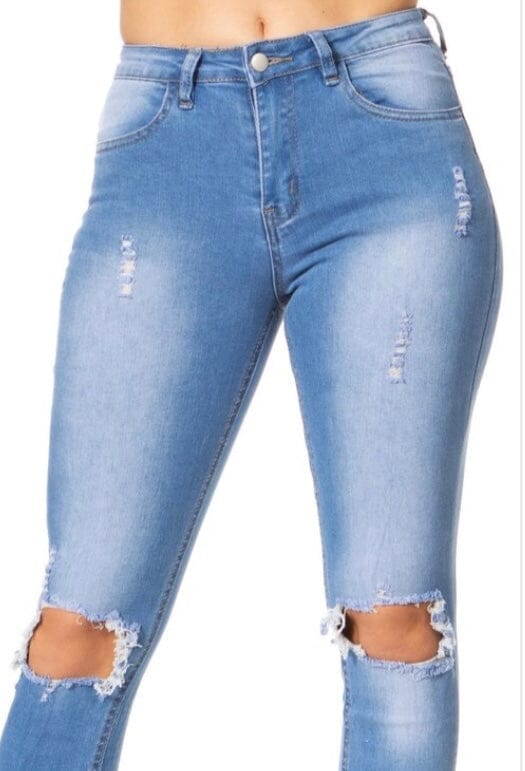 Ripped Jeans For Women and Juniors | Distressed Skinny Jeans | Light Wash Denim Pants Jeans MomMe and More 