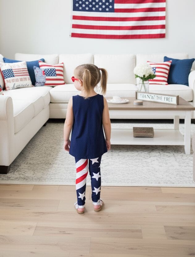 4th of July Tank Top, American Flag Sleeveless Shirt, Girls/Toddler Tops MomMe and More 