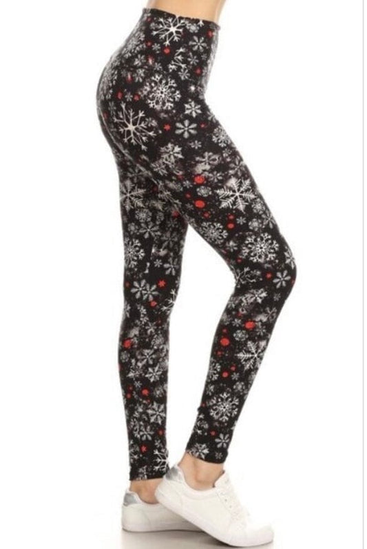 MAWCLOS Ladies Trousers Snowflake Print Christmas Leggings Tummy Control  Xmas Yoga Pants Ankle Length Workout High Waist Jeggings Black 3XL 