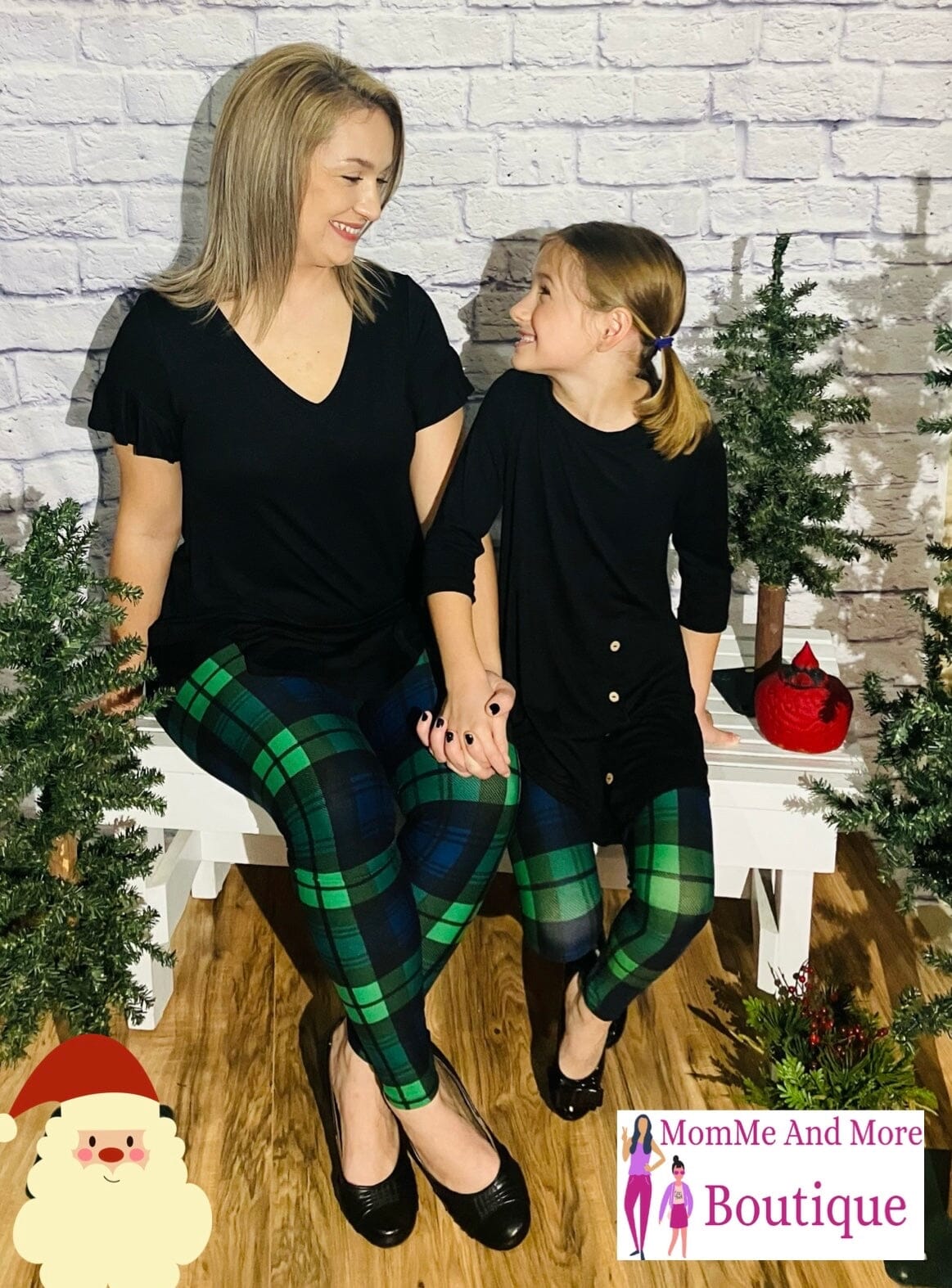 Womens Green Christmas Plaid Leggings | Yoga Pants | Footless Tights Leggings MomMe and More 