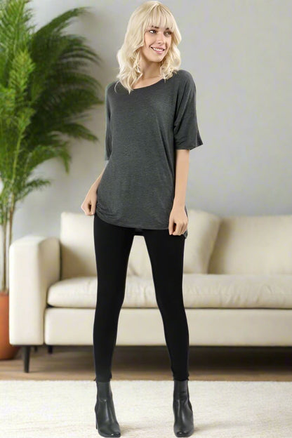 Womens Short Sleeve Top, Soft Solid Gray Shirt, Sizes S/M/L, Gray Tops MomMe and More 